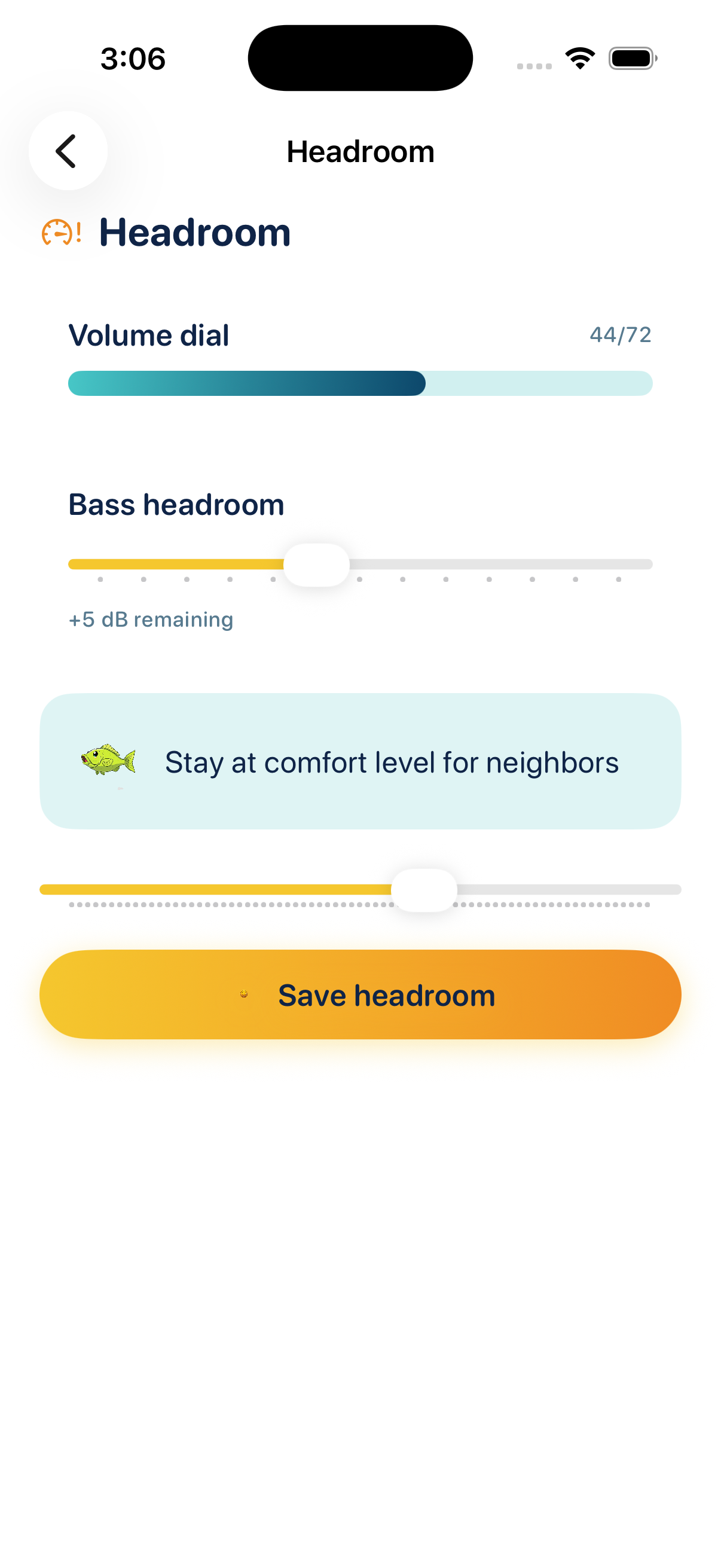 Bass headroom screen